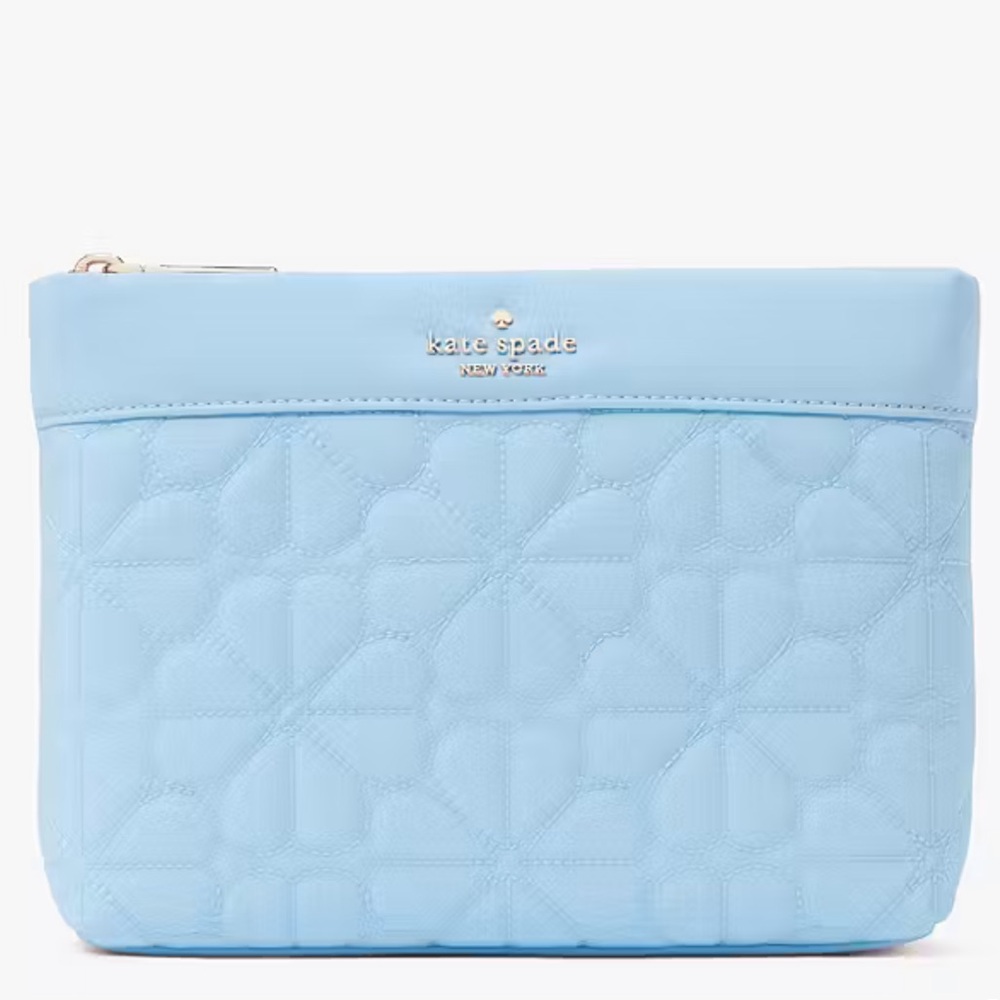 🩵 KATE SPADE Spade Flower Quilted Cosmetic Pouch 🩵 NWT 🩵